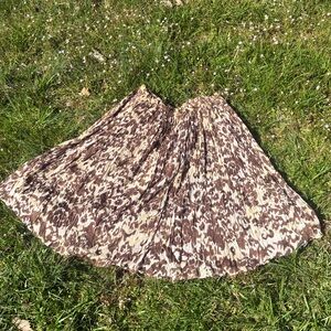 Sara Studio boho print A-line flare pull on long maxi skirt brown/ tan/ cream